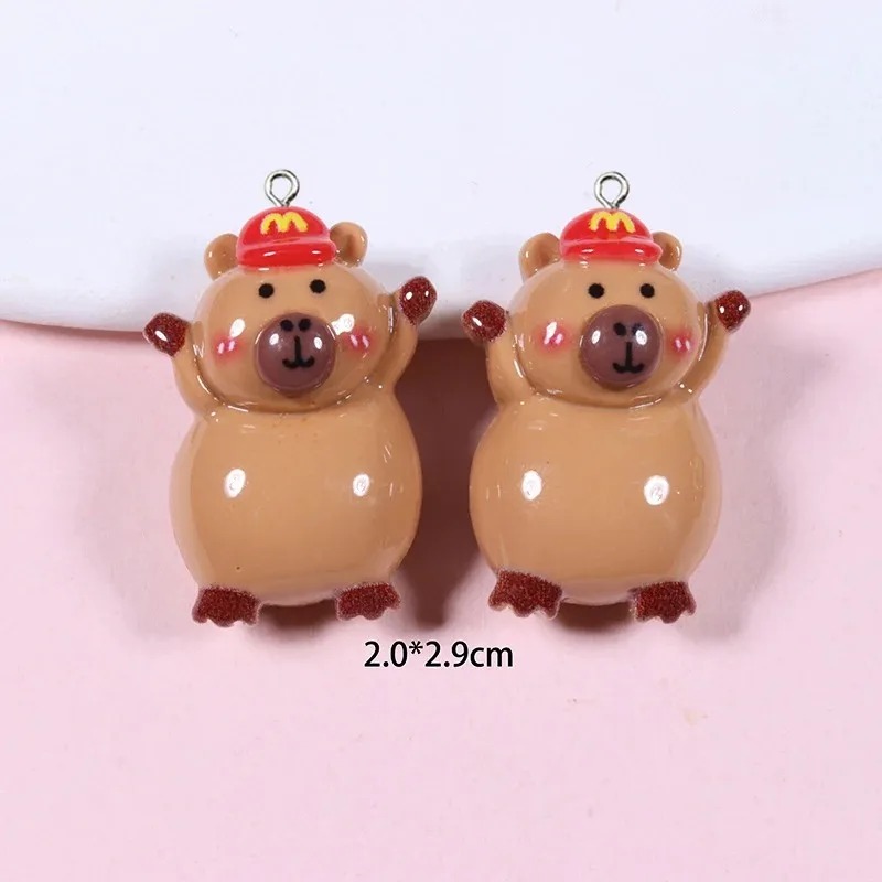 Resin Craft Supplies - 10 Buah Liontin Resin Capybara Datar