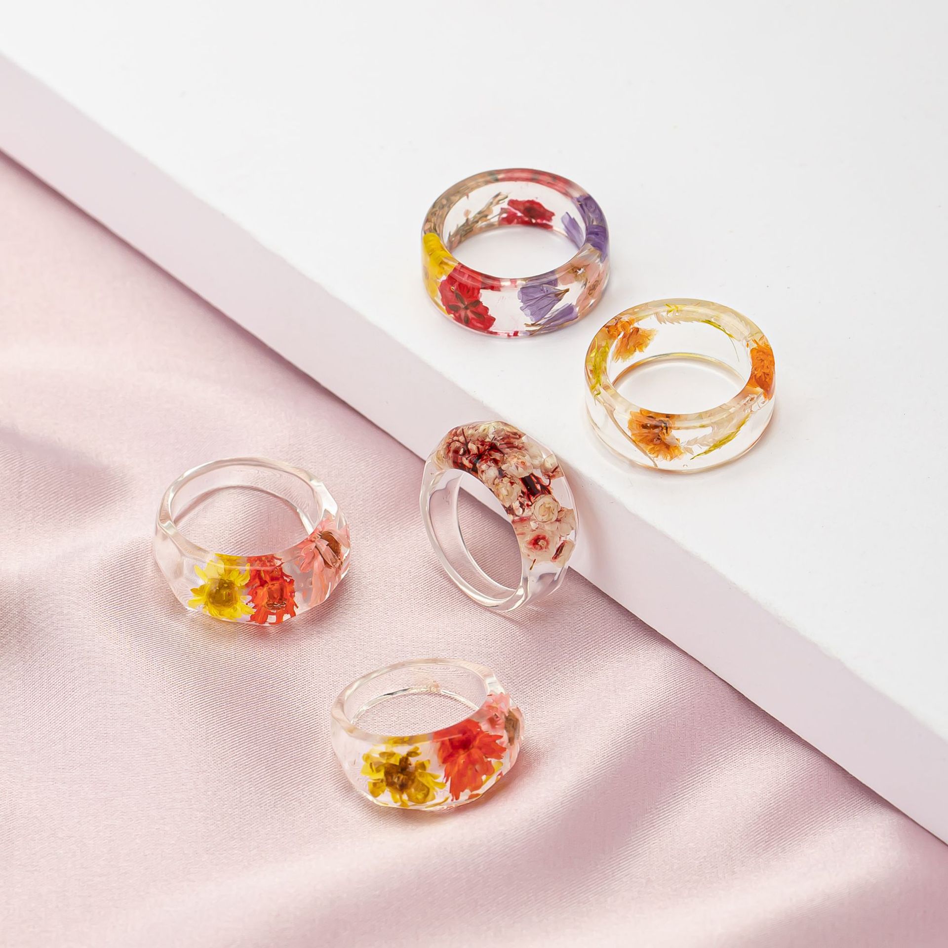 Dried Flower Bulk - Cincin Akrilik Retro Bunga Daisy Kering
