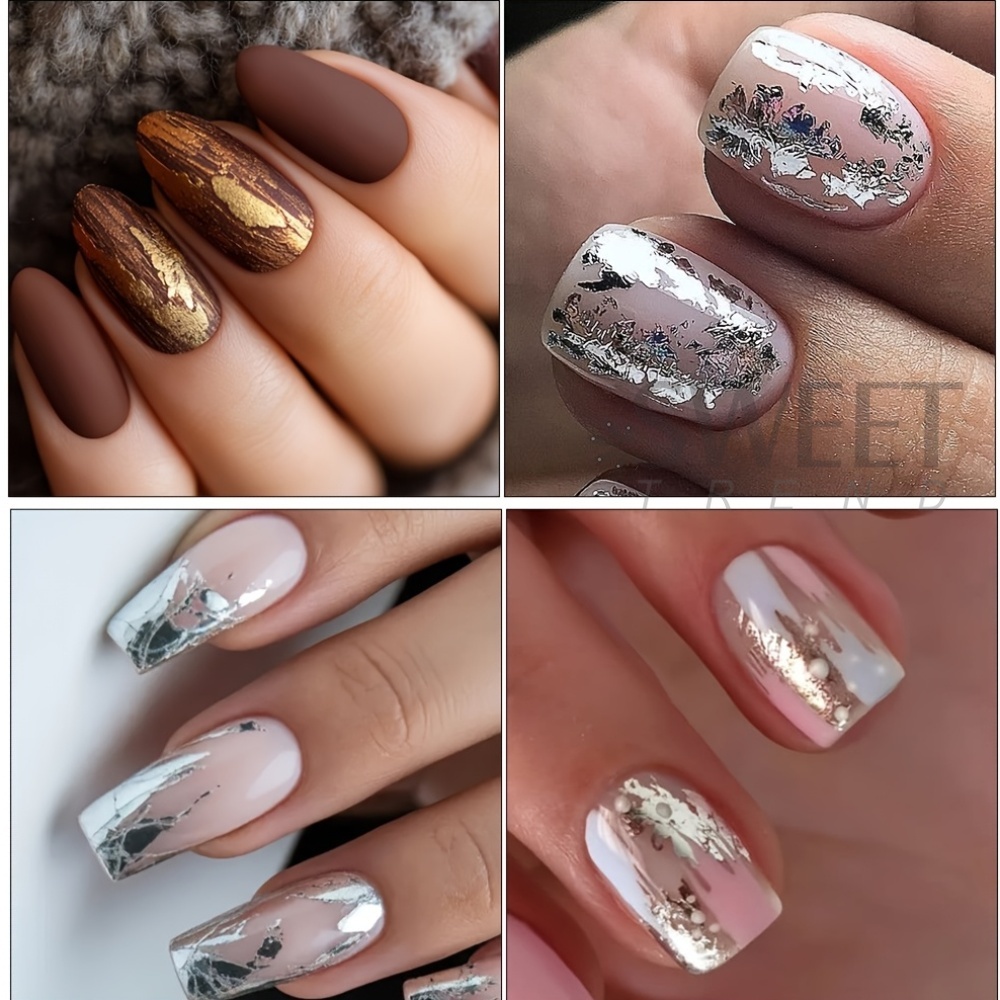 10 Jenis Stiker Kuku Metalik M - Gold Foil Flakes ulasan dan harga