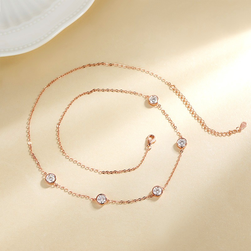 Kalung Moissanite 5Mm Berserti - Bezels Set Pendant ulasan dan harga